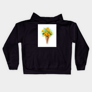 Waffle Cone with California Poppy Kids Hoodie